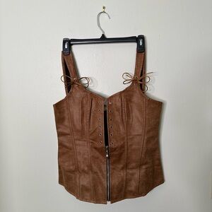 Brown Corset with Lace-Up Design